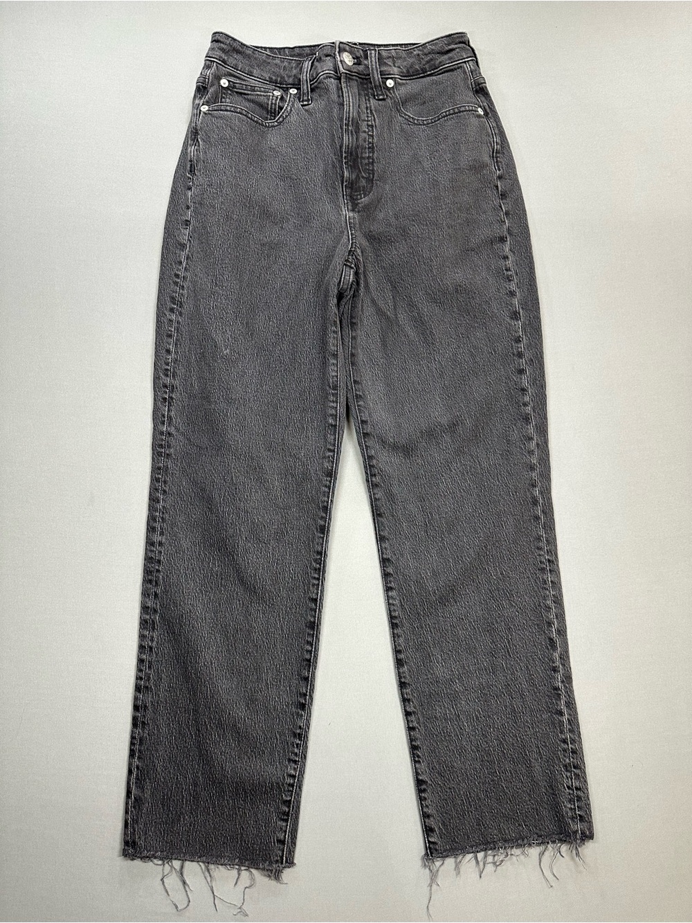 Madewell Curvy Perfect Vintage Straight Jean, Raw Cuff, Lunar Wash - Womens 27